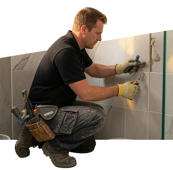 Rencon Projects tradesperson tiling a wall